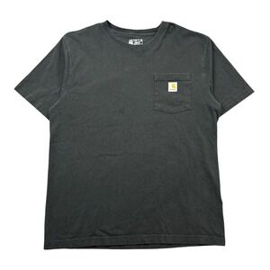 Carhartt T Shirt Men's Medium Black Pocket Tee Workwear Loose Fit Faded